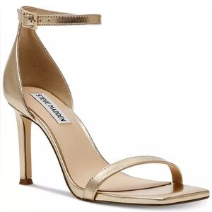 NWT Steve Madden Piked Gold Leather Open Toe Ankle Strap Heel Size 8